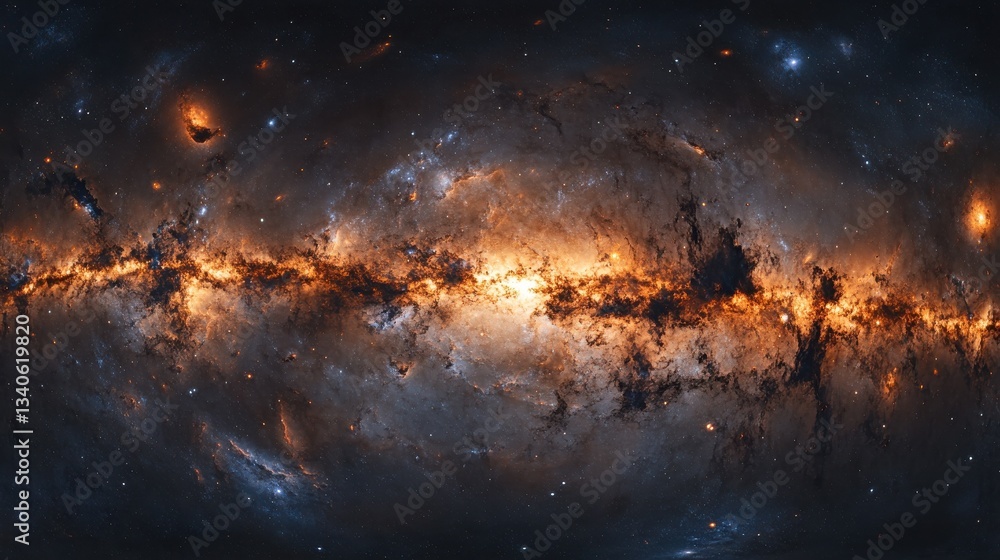 Naklejka premium A breathtaking panorama of the Andromeda galaxy in all its glory, galaxy cluster, galactic view