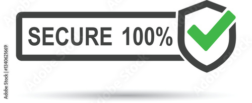 Secure 100% Guarantee Icon with shield Icon for Website Guarantee.