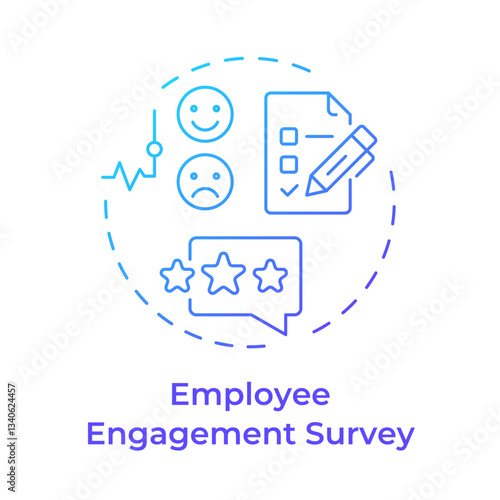 Employee engagement survey blue gradient concept icon. Feedback checklist, review. Round shape line illustration. Abstract idea. Graphic design. Easy to use in infographic, presentation