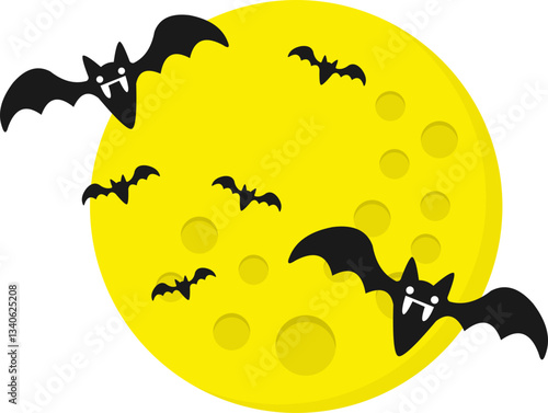 Halloween Bats Flying With Moon