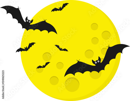 Halloween Bats Flying With Moon