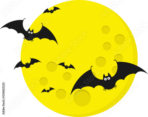 Halloween Bats Flying With Moon