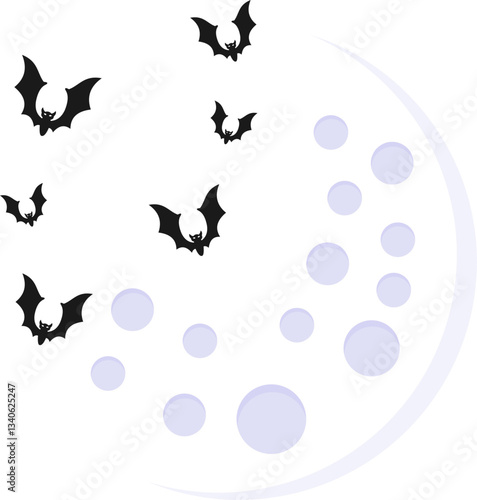 Halloween Bats Flying With Moon