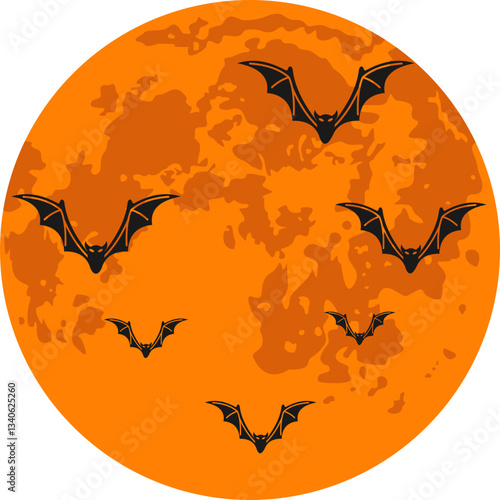 Halloween Bats Flying With Moon