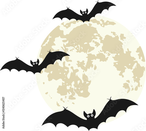 Halloween Bats Flying With Moon
