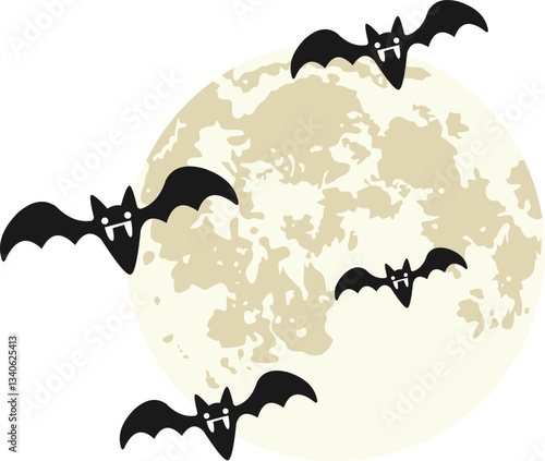 Halloween Bats Flying With Moon