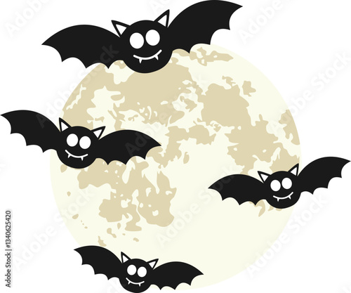 Halloween Bats Flying With Moon