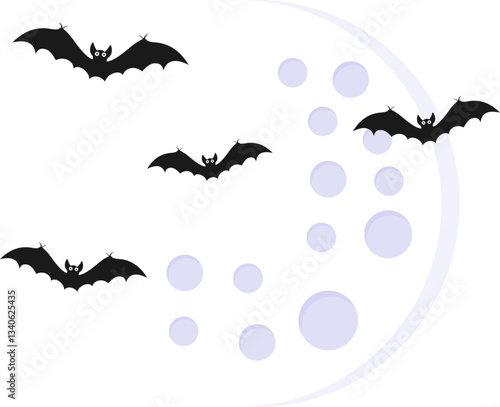 Halloween Bats Flying With Moon