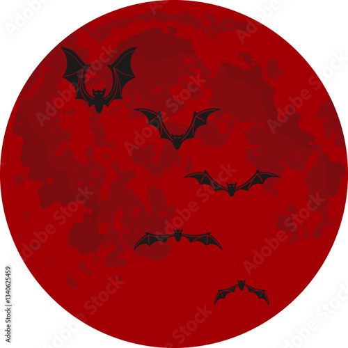 Halloween Bats Flying With Moon