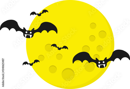 Halloween Bats Flying With Moon