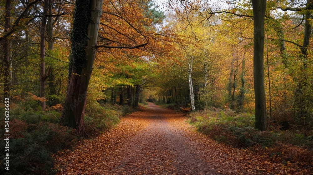 Obraz premium Woodland walk in the new forest in Autumn.