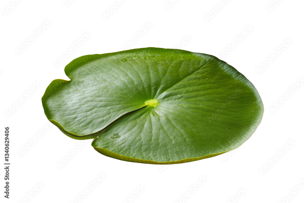 Fototapeta premium Leafy green plant with a small green bud, isolated