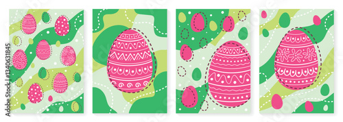Abstract Easter egg. Collection of backgrounds in cartoon style. Vector illustration