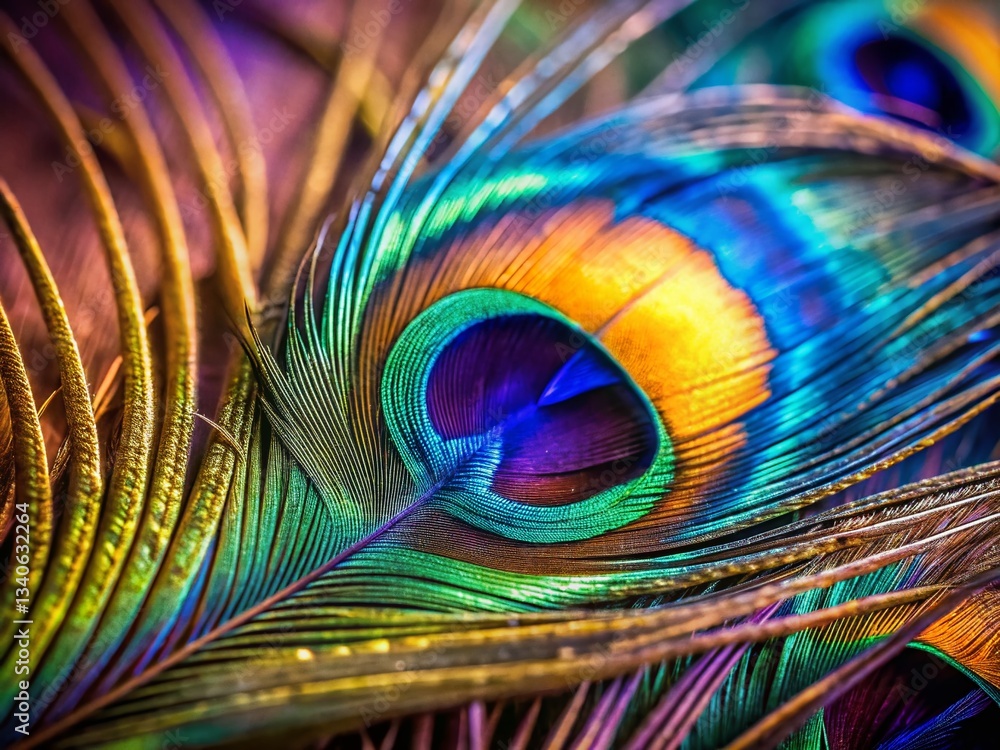 Obraz premium Peacock Feathers: Close-up Macro Shot with High Depth of Field