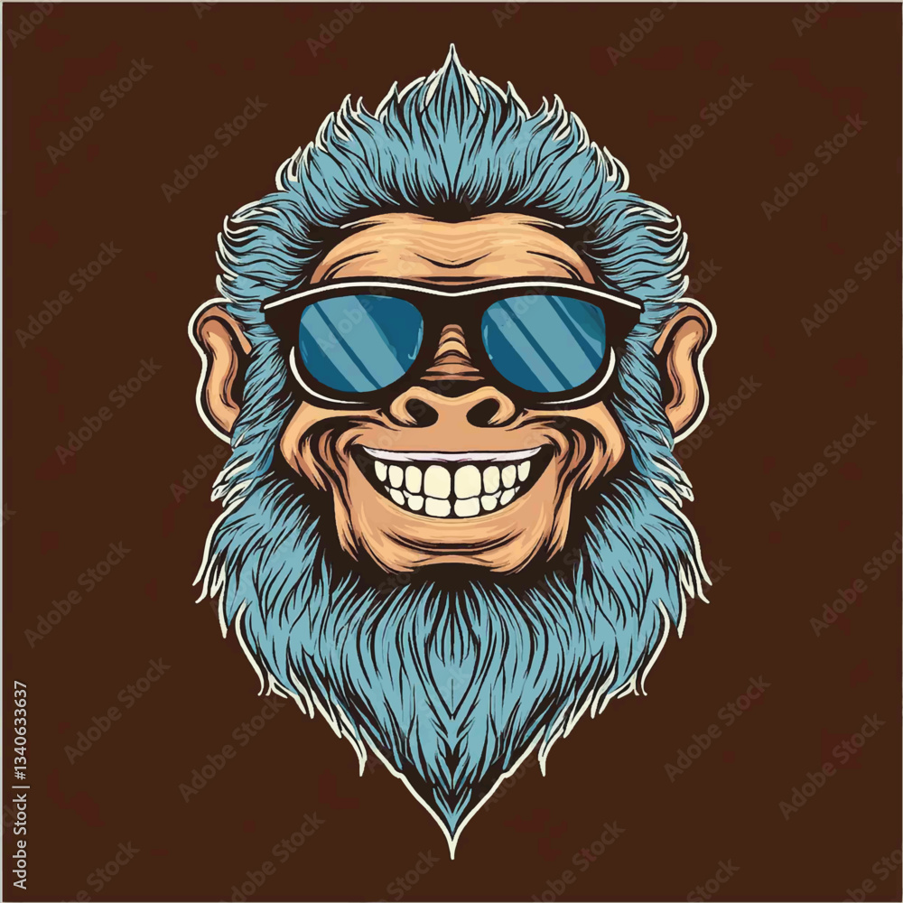 yeti head smiling with sunglasses vector yeti head smiling with sunglasses vector