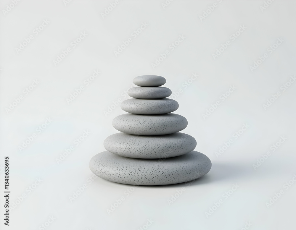 Zen Stone Stack Simple Serene Rock Tower on White Background Zen Stone Stack Simple Serene Rock Tower on White Background