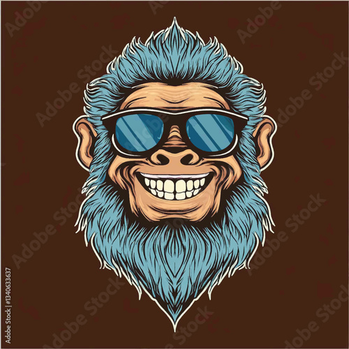 yeti head smiling with sunglasses vector