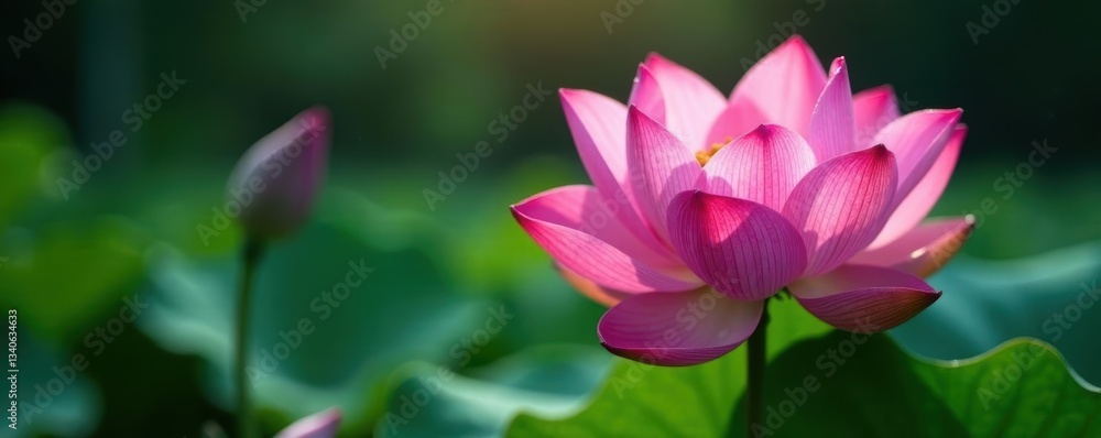 Pink lotus blossom opens, dew drops on petals, texture, waterlily Pink lotus blossom opens, dew drops on petals, texture, waterlily