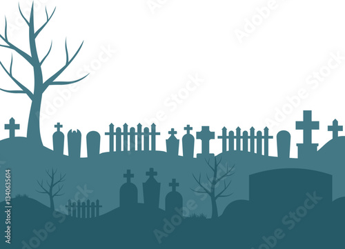 Spooky Halloween Graveyard Silhouette