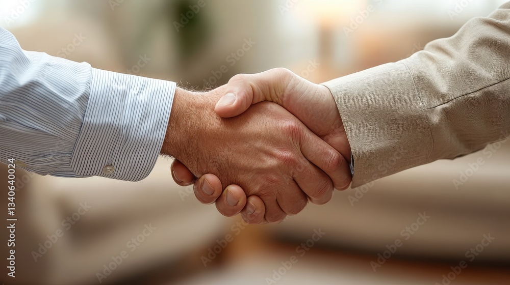 Close-up of business handshake between two caucasian adult males Close-up of business handshake between two caucasian adult males