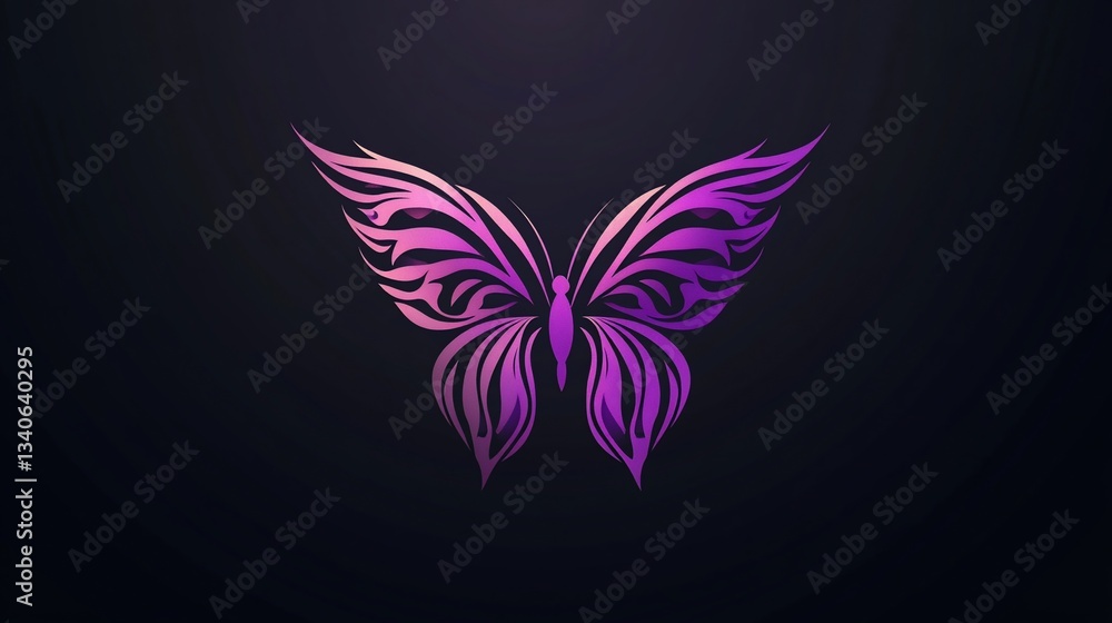 Fototapeta premium A stylized purple butterfly design with intricate patterns.