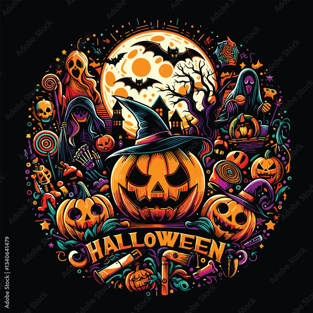 Fototapeta premium Happy Halloween Day design vector for t-shirts and other uses.