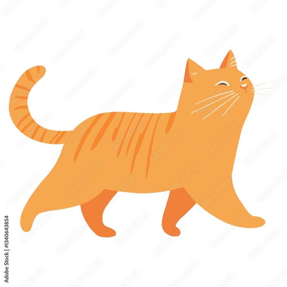 Orance cat walking illustration whiskers playful vector Orance cat walking illustration whiskers playful vector