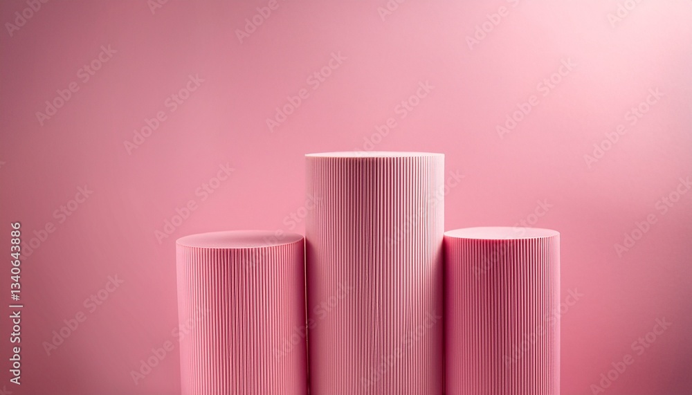 Obraz premium three light pink cylinders on a pink background