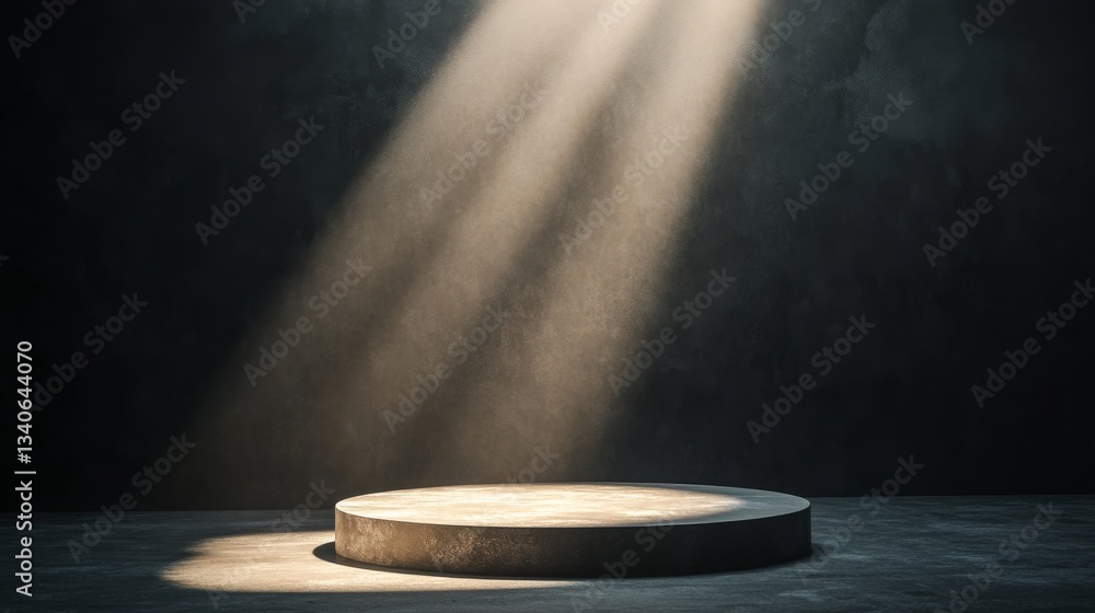 Modern Concrete Podium Display Under Spotlight Modern Concrete Podium Display Under Spotlight