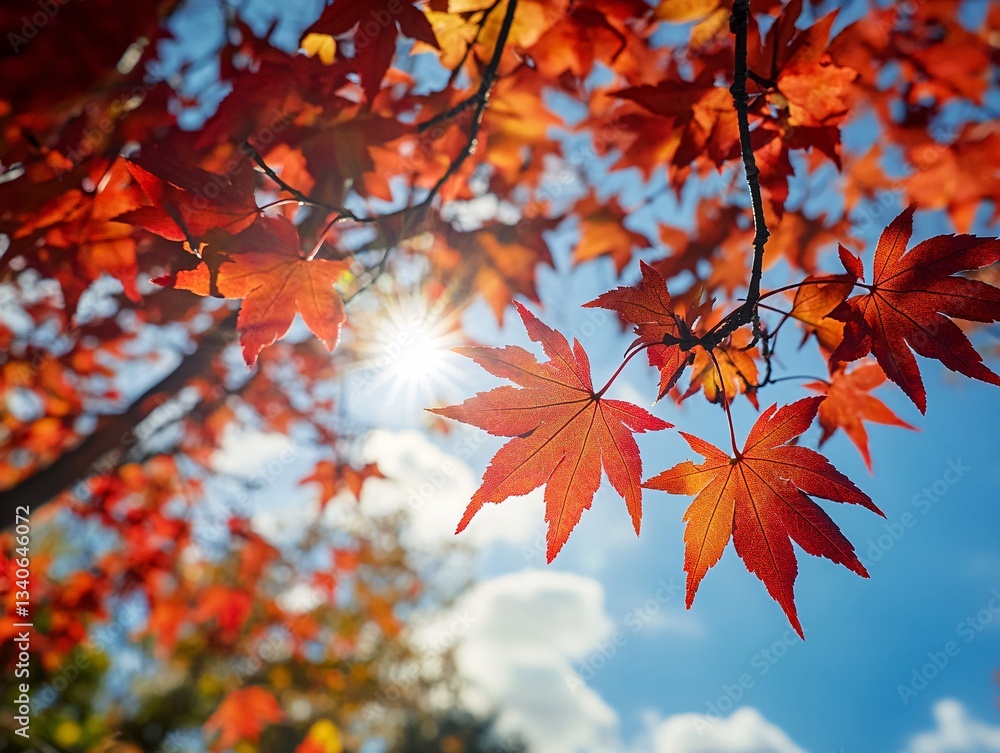 Autumn leaves dance maple tree in full bloom nature photography sunny day close-up view vibrant colors for tranquility Autumn leaves dance maple tree in full bloom nature photography sunny day close-up view vibrant colors for tranquility