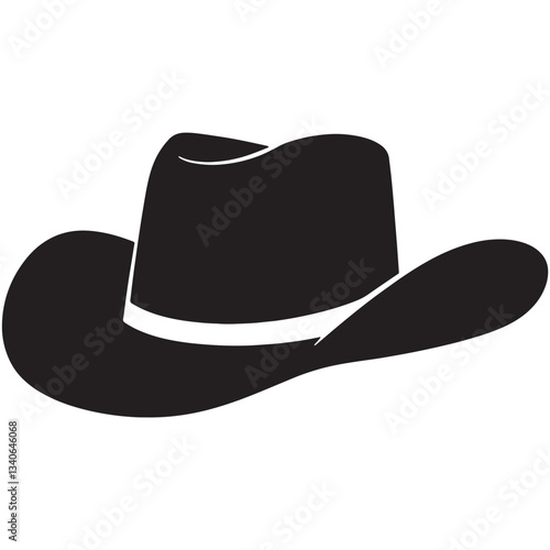 cowboy hat icon illustration, cowboy stetson hat black silhouette, vector cowboy hat silhouette - Vector