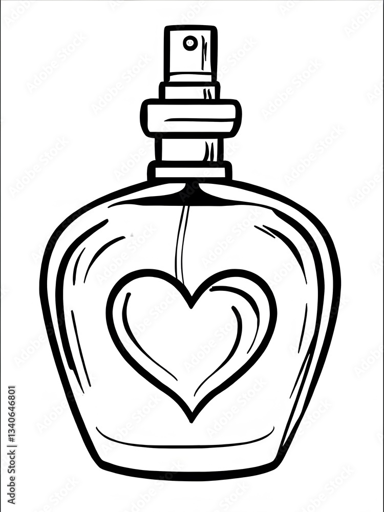 Heart-Shaped Perfume Bottle Easy Coloring Page Design Coloring Book Pages Heart-Shaped Perfume Bottle Easy Coloring Page Design Coloring Book Pages