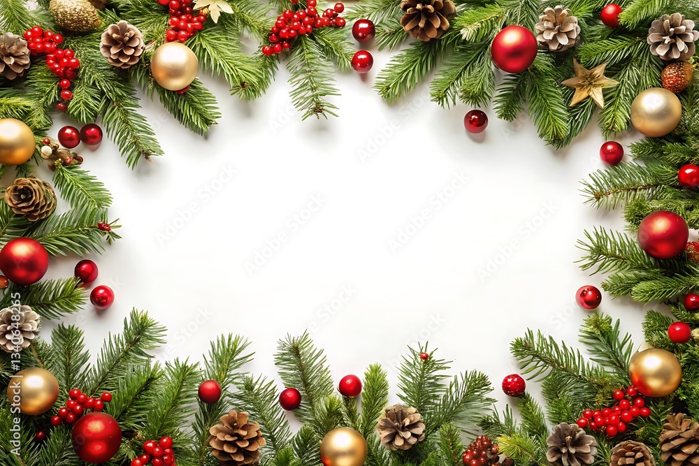 White background with a Christmas tree decoration White background with a Christmas tree decoration