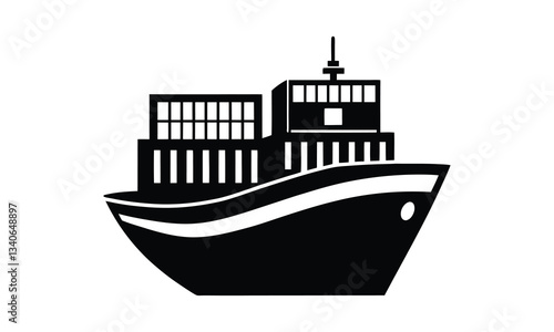 Cargo Ship Boat Simple Silhouette