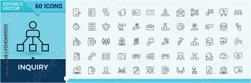 Survey icon collection. Includes thin line question, questionnaire, feedback, experience, quiz, poll, checklist and more. Outline icons. Report icon set. Editable stroke vector art.