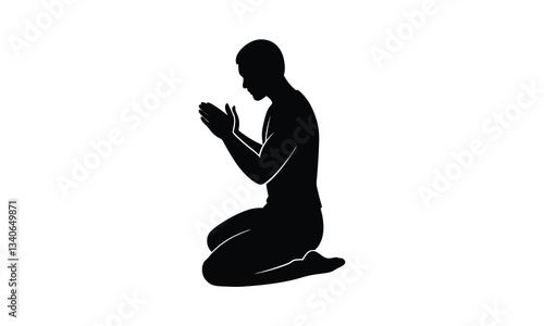  Kneeling Man Praying Silhouette Profile