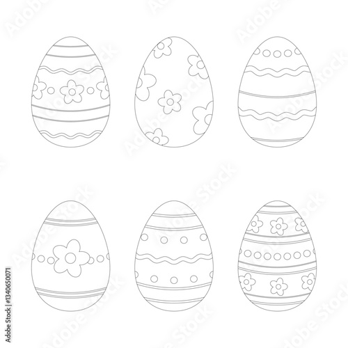 isolated easter egg outline set