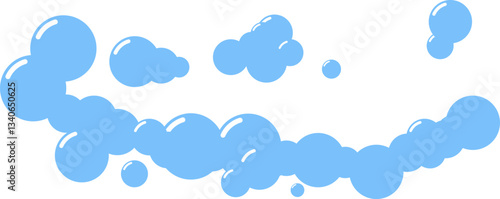 Fizzy Drink, Water Bubble. Soap foam bubbles suds framing shower gel, shampoo, shaving, mousse. Soda Drops Silhouette Icon Set. Soap Symbol Collection. Isolated Vector Illustration.