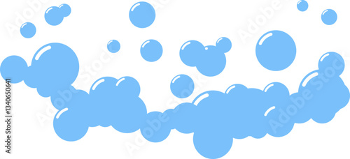 Fizzy Drink, Water Bubble. Soap foam bubbles suds framing shower gel, shampoo, shaving, mousse. Soda Drops Silhouette Icon Set. Soap Symbol Collection. Isolated Vector Illustration.
