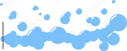 Fizzy Drink, Water Bubble. Soap foam bubbles suds framing shower gel, shampoo, shaving, mousse. Soda Drops Silhouette Icon Set. Soap Symbol Collection. Isolated Vector Illustration.