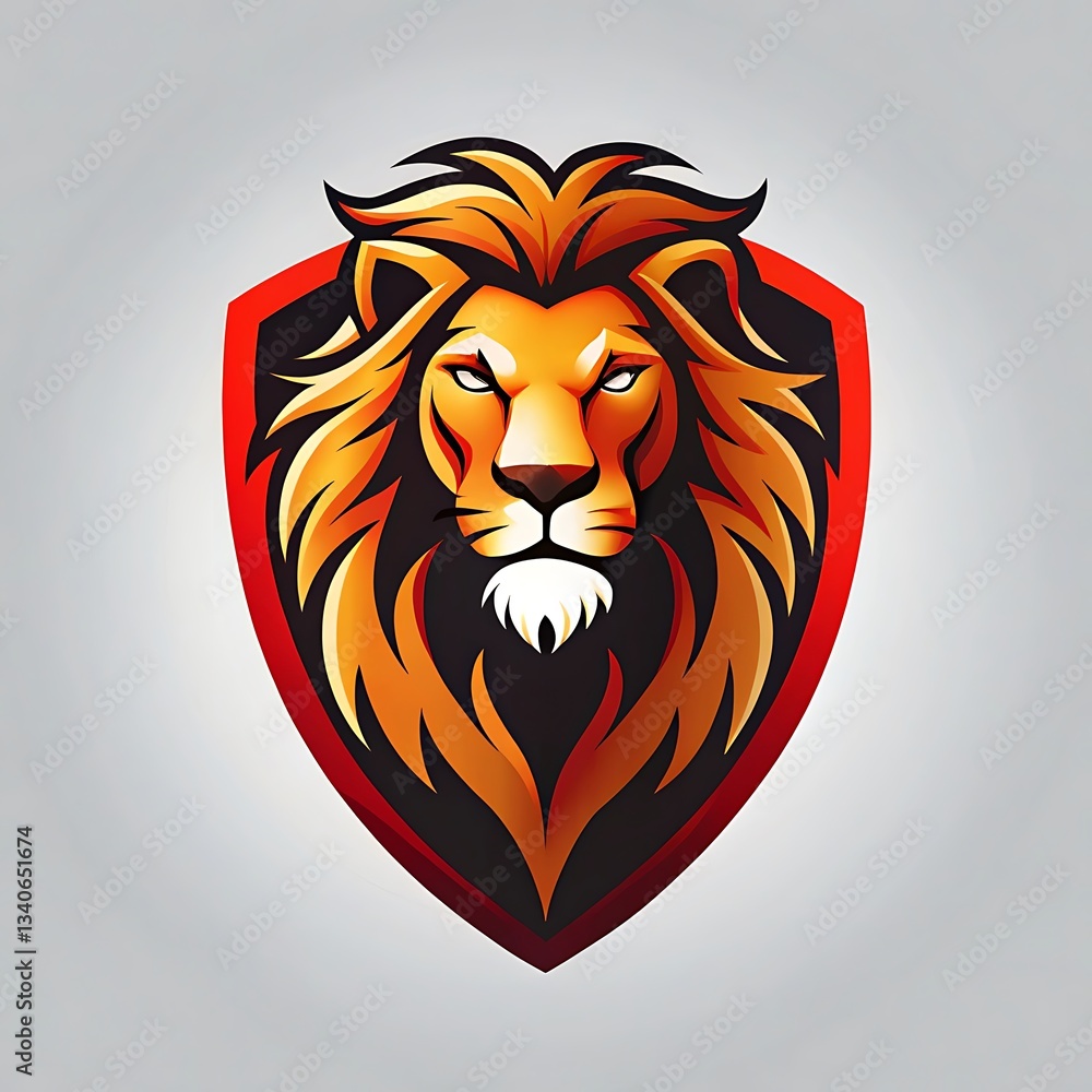 Obraz premium Lion is on a red and black shield