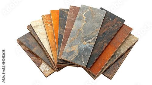 Colorful collection of decorative tiles arranged in a beautiful display for creative home design © shakeela