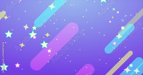 Flowing Stars and Lines.　Cute and Dreamy Motion Background. Repeatable footage.