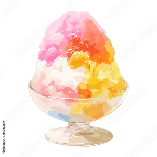 Shaved Ice illustration watercolor refreshing vector