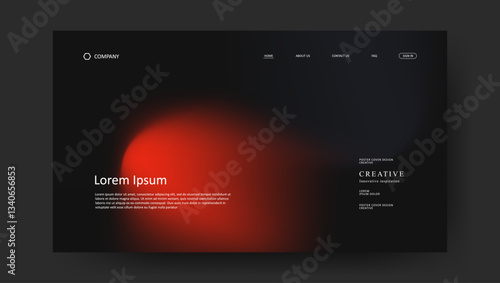 Abstract wave futuristic design of landing page. retro gradient mesh dark concept website design	