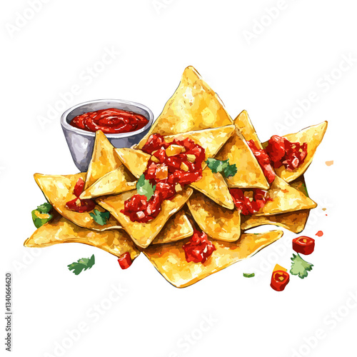 Cheese nachos ketchup food quasedilla vector