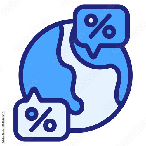Global tax blue icon