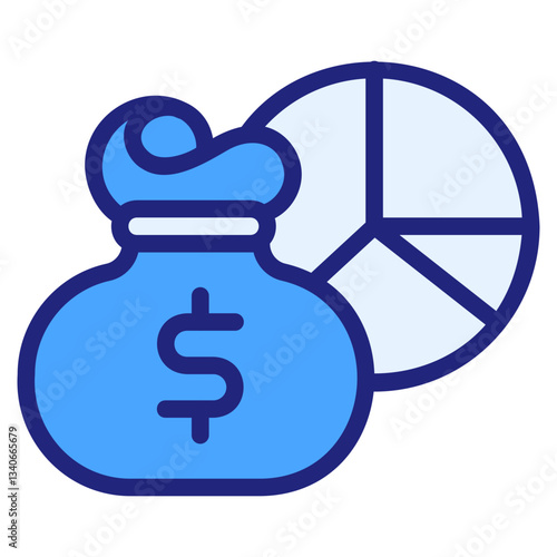 Income graph blue icon