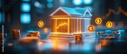 Financial growth visualization digital banking infographic technological environment close-up viewpoint investment insights