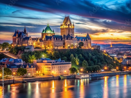 Wallpaper Mural Quebec City Night Lights Long Exposure Photography - Canadian Landmark Torontodigital.ca
